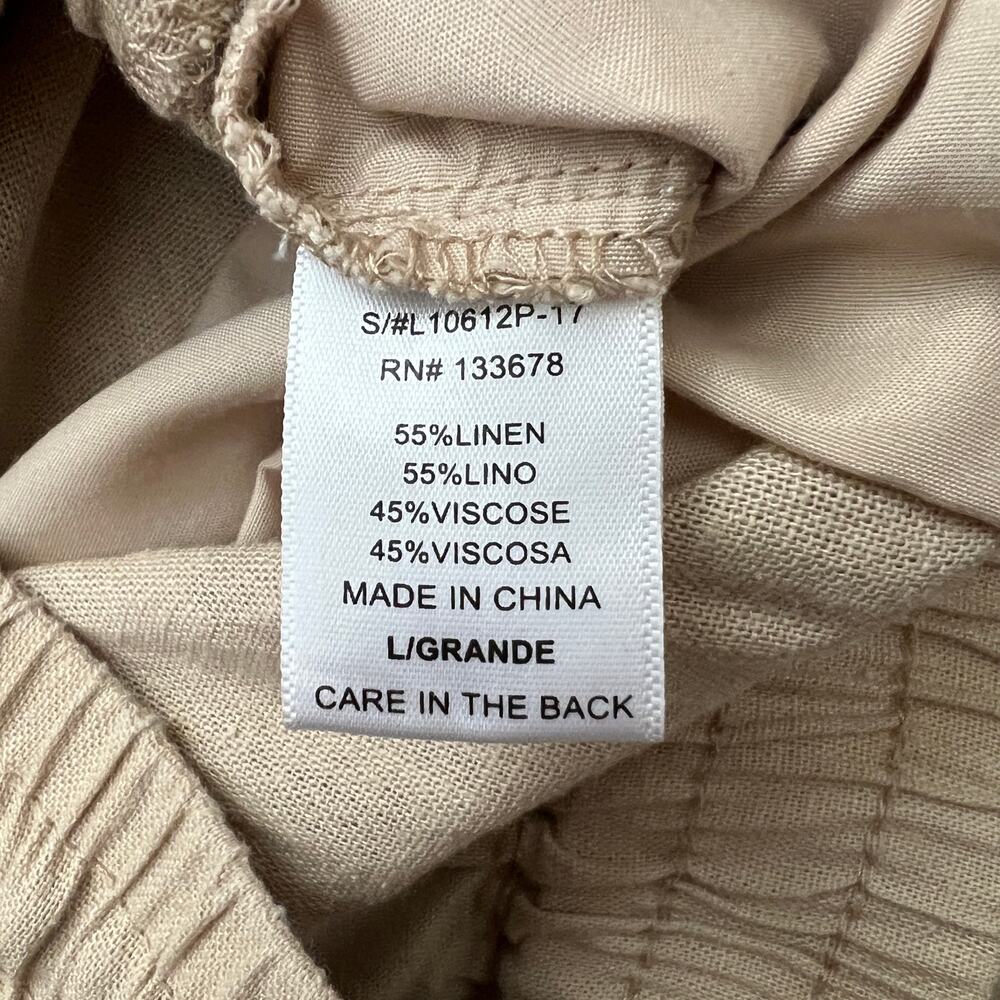 Love Tree Anthropologie Lined Blend Elastic Waist Tan Lounge Pull On Pants Large - Picture 5 of 8